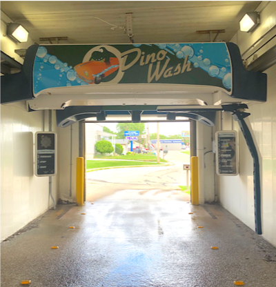 One of the many successful Dino Wash locations powered by a PDQ LaserWash® 360 system at a Dino Stop gas station in the Green Bay market.